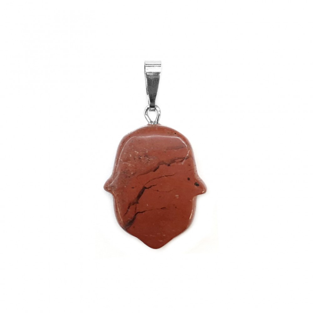 Ίασπις κόκκινος (Red Jasper) φυσικός ημιπολύτιμος λίθος κρεμαστό Hamsa 20x15mm Hamsa Κρεμαστοί Λίθοι