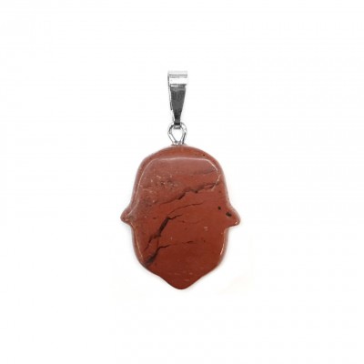 Ίασπις κόκκινος (Red Jasper) φυσικός ημιπολύτιμος λίθος κρεμαστό Hamsa 20x15mm