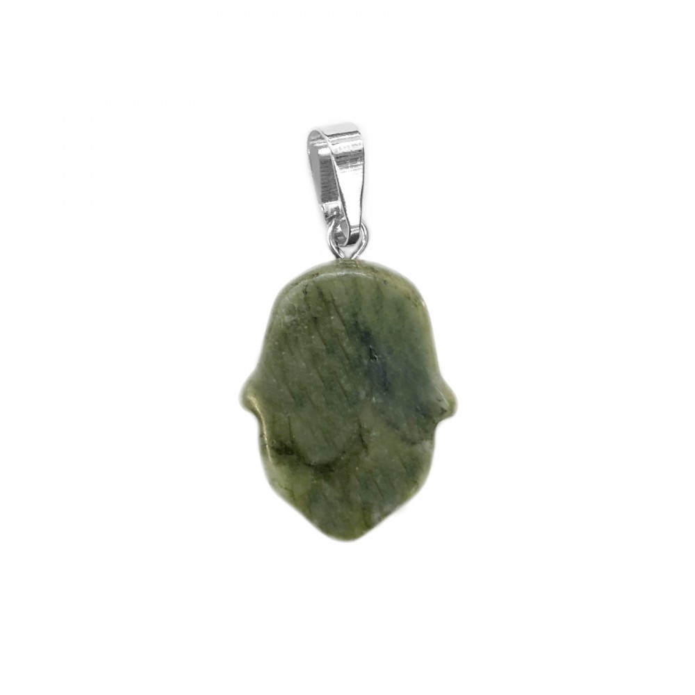 Νεφρίτης (Nephrite) φυσικός ημιπολύτιμος λίθος κρεμαστό Hamsa 20x15mm Hamsa Κρεμαστοί Λίθοι