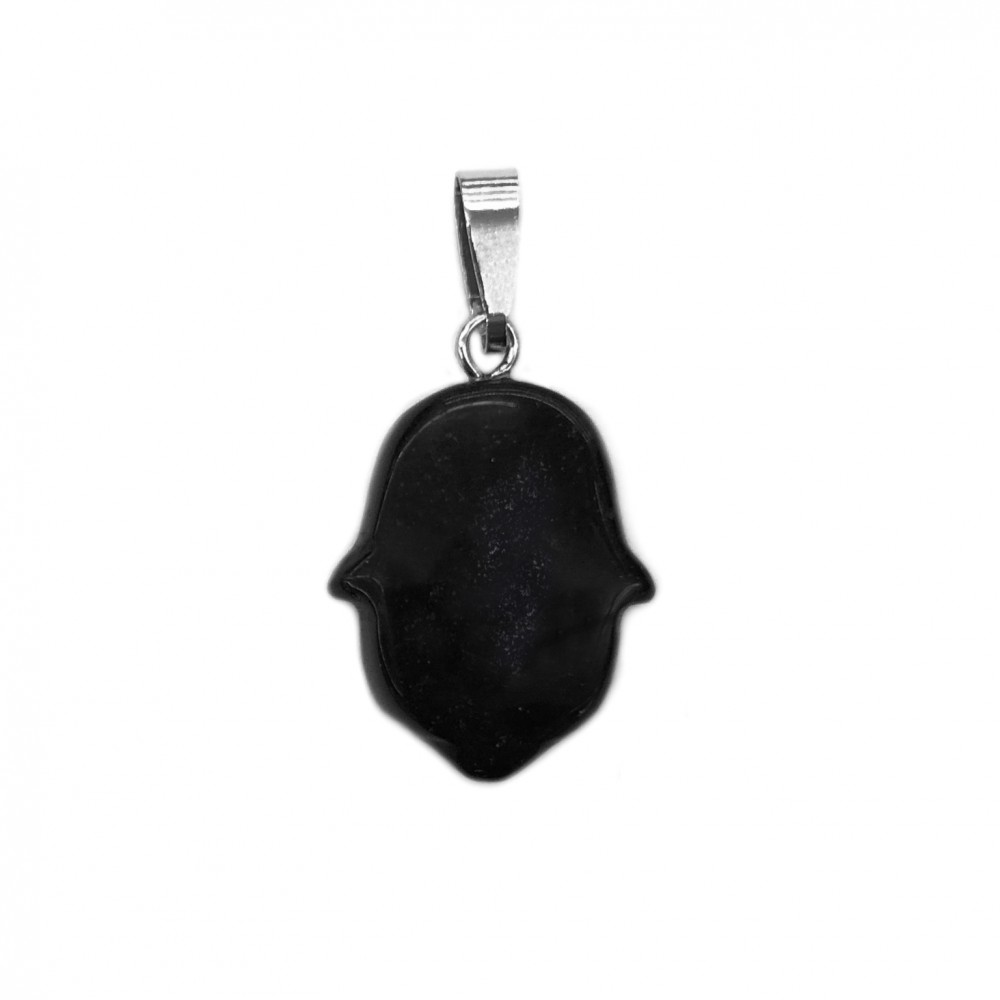 Οψιδιανός μαύρος (Obsidian) φυσικός ημιπολύτιμος λίθος κρεμαστό Hamsa 20x15mm Hamsa Κρεμαστοί Λίθοι