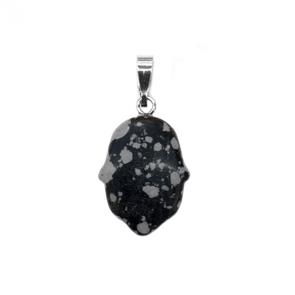 Οψιδιανός Χιονονιφάδα (Obsidian Snowflake) φυσικός ημιπολύτιμος λίθος κρεμαστό Hamsa 20x15mm Hamsa Κρεμαστοί Λίθοι