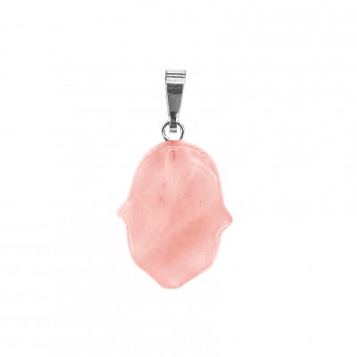 Χαλαζίας (Cherry Quartz) φυσικός ημιπολύτιμος λίθος κρεμαστό Hamsa 20x15mm