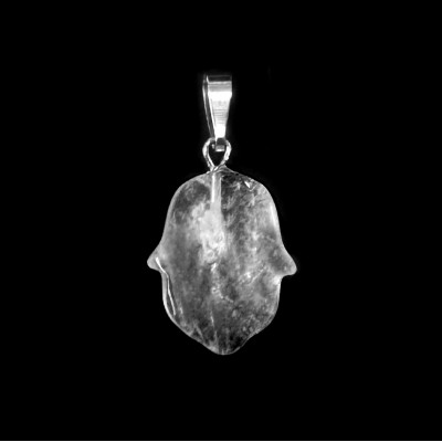 Χαλαζίας (Clear Quartz) φυσικός ημιπολύτιμος λίθος κρεμαστό Hamsa 20x15mm