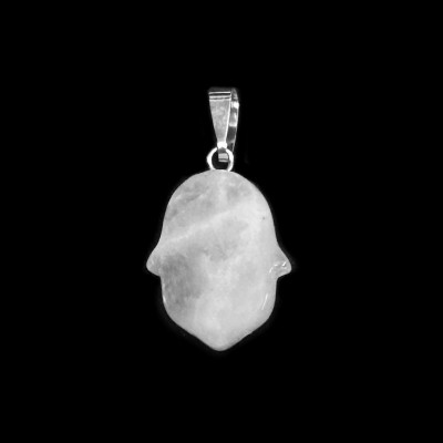 Χαλαζίας λευκός (White Quartz) φυσικός ημιπολύτιμος λίθος κρεμαστό Hamsa 20x15mm