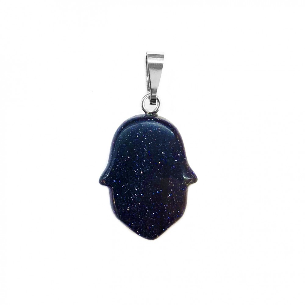 Χρυσόλιθος μπλε (blue Sandstone) φυσικός ημιπολύτιμος λίθος κρεμαστό Hamsa 20x15mm Hamsa Κρεμαστοί Λίθοι