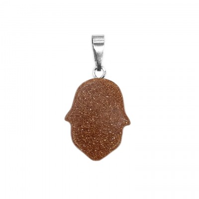Χρυσόλιθος (gold Sandstone) φυσικός ημιπολύτιμος λίθος κρεμαστό Hamsa 20x15mm