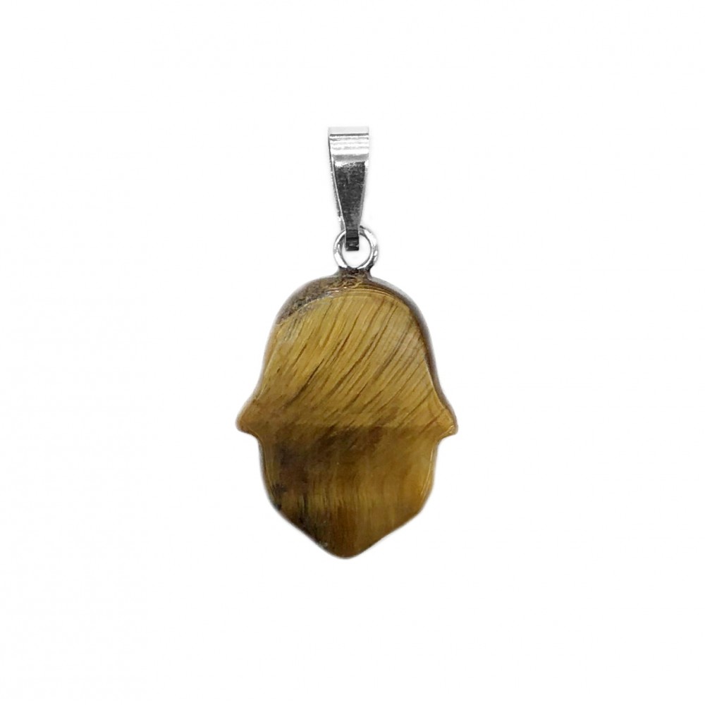 Μάτι της Τίγρης (Tiger Eye) φυσικός ημιπολύτιμος λίθος κρεμαστό Hamsa 20x15mm Hamsa Κρεμαστοί Λίθοι
