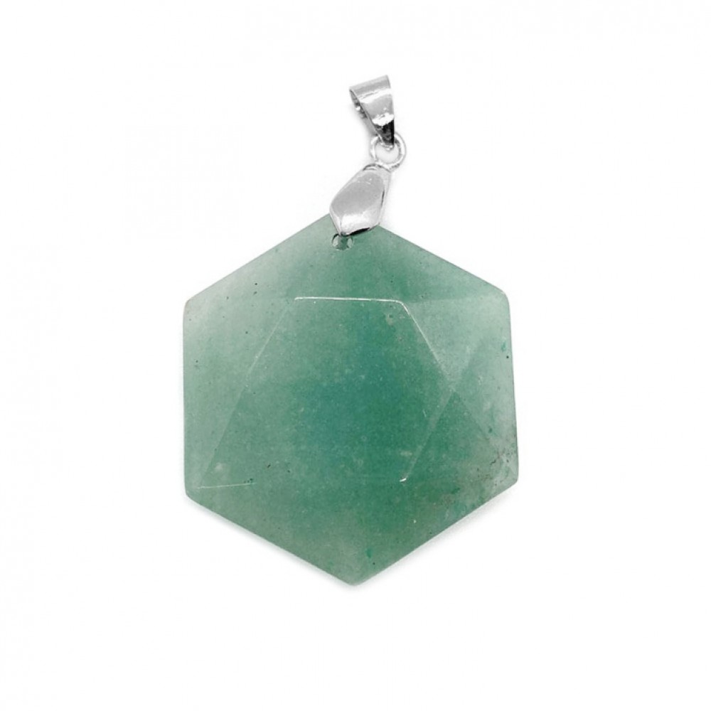 Αβεντουρίνη πράσινη (Aventurine) φυσικός ημιπολύτιμος λίθος κρεμαστό εξάγωνο 30mm Εξάγωνο Κρεμαστοί Λίθοι