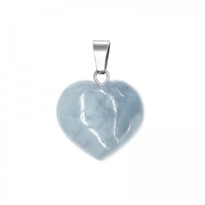 Ακουαμαρίν (Aquamarine) φυσικός ημιπολύτιμος λίθος καρδιά κρεμαστή 15mm Καρδιά Κρεμαστοί Λίθοι