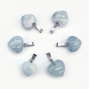 Ακουαμαρίν (Aquamarine) φυσικός ημιπολύτιμος λίθος καρδιά κρεμαστή 15mm Καρδιά Κρεμαστοί Λίθοι