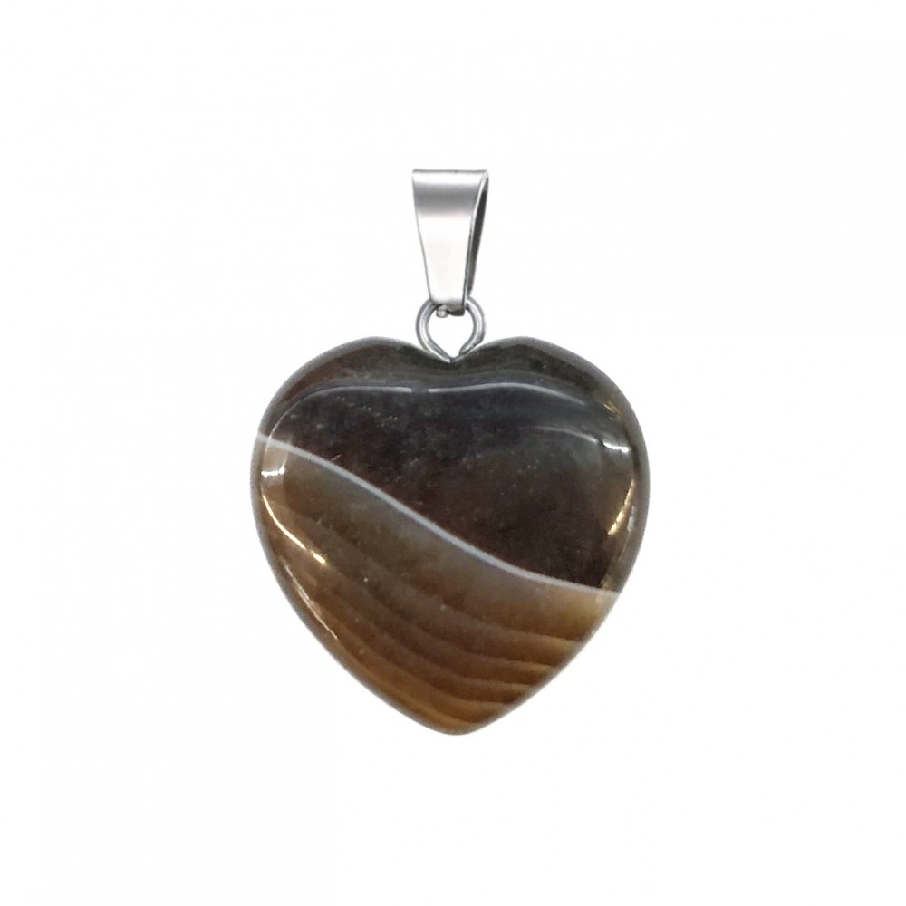 Αχάτης καφέ (Agate Botswana) φυσικός ημιπολύτιμος λίθος καρδιά κρεμαστή 15mm / 20mm Καρδιά Κρεμαστοί Λίθοι