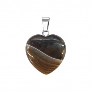 Αχάτης καφέ (Agate Botswana) φυσικός ημιπολύτιμος λίθος καρδιά κρεμαστή 15mm / 20mm Καρδιά Κρεμαστοί Λίθοι