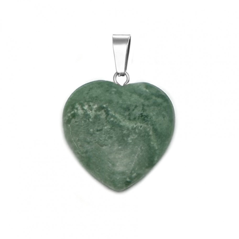 Αχάτης των Δέντρων, Δενδρίτης (Tree Agate) φυσικός ημιπολύτιμος λίθος καρδιά κρεμαστή 20mm