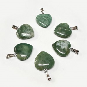 Αχάτης των Δέντρων, Δενδρίτης (Tree Agate) φυσικός ημιπολύτιμος λίθος καρδιά κρεμαστή 20mm