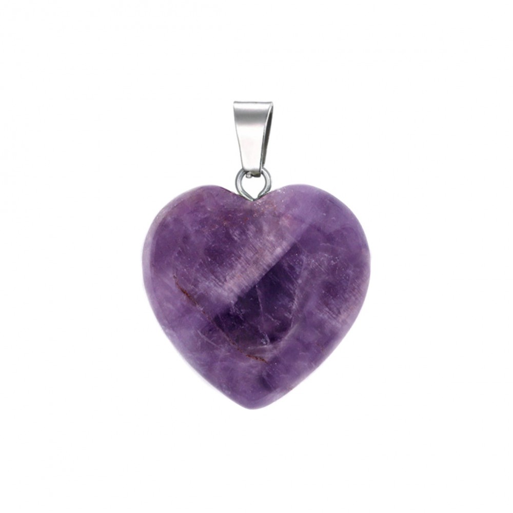 Amethyst natural semi precious stone hanging heart 15mm /20mm Heart Shape Stones