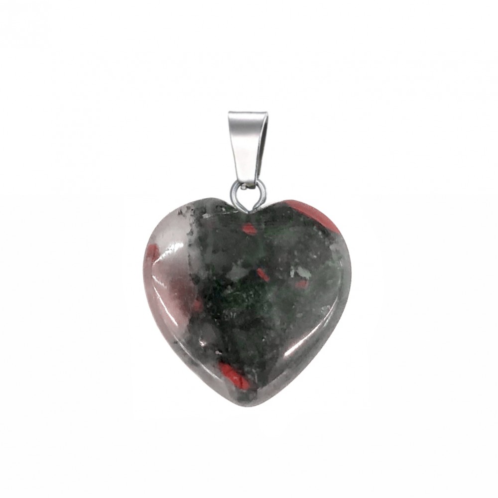 Αιματόπετρα (African Bloodstone) φυσικός ημιπολύτιμος λίθος καρδιά κρεμαστή 15mm / 20mm Καρδιά Κρεμαστοί Λίθοι