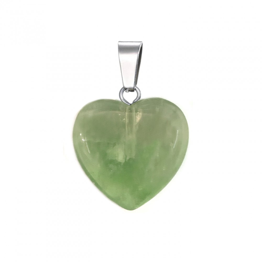 Φθορίτης πράσινος (Green Fluorite) φυσικός ημιπολύτιμος λίθος καρδιά κρεμαστή 15mm Καρδιά Κρεμαστοί Λίθοι