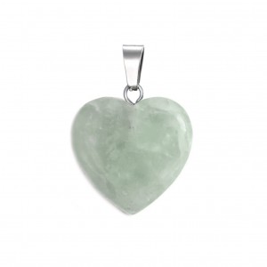 Φθορίτης πράσινος (Green Fluorite) φυσικός ημιπολύτιμος λίθος καρδιά κρεμαστή 20mm Καρδιά Κρεμαστοί Λίθοι