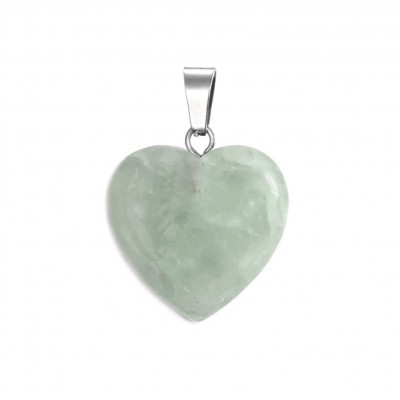 Φθορίτης πράσινος (Green Fluorite) φυσικός ημιπολύτιμος λίθος καρδιά κρεμαστή 20mm
