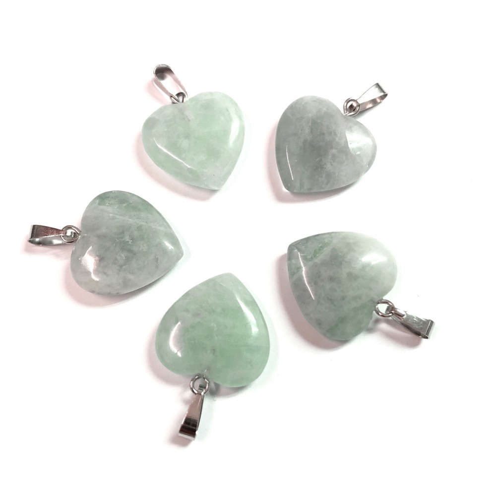 Φθορίτης πράσινος (Green Fluorite) φυσικός ημιπολύτιμος λίθος καρδιά κρεμαστή 20mm Καρδιά Κρεμαστοί Λίθοι