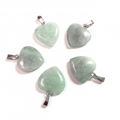 Φθορίτης πράσινος (Green Fluorite) φυσικός ημιπολύτιμος λίθος καρδιά κρεμαστή 20mm