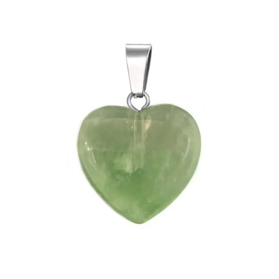 Φθορίτης πράσινος (Green Fluorite) φυσικός ημιπολύτιμος λίθος καρδιά κρεμαστή 15mm
