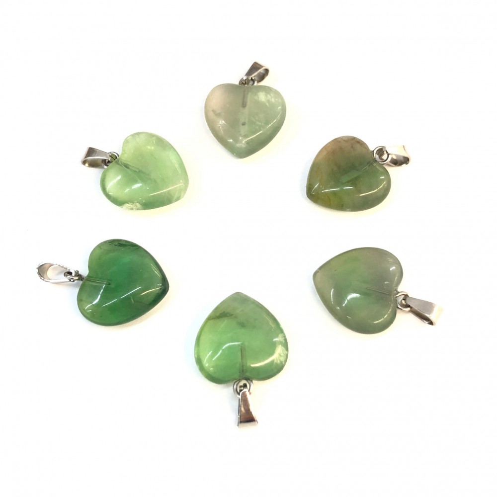 Φθορίτης πράσινος (Green Fluorite) φυσικός ημιπολύτιμος λίθος καρδιά κρεμαστή 15mm Καρδιά Κρεμαστοί Λίθοι