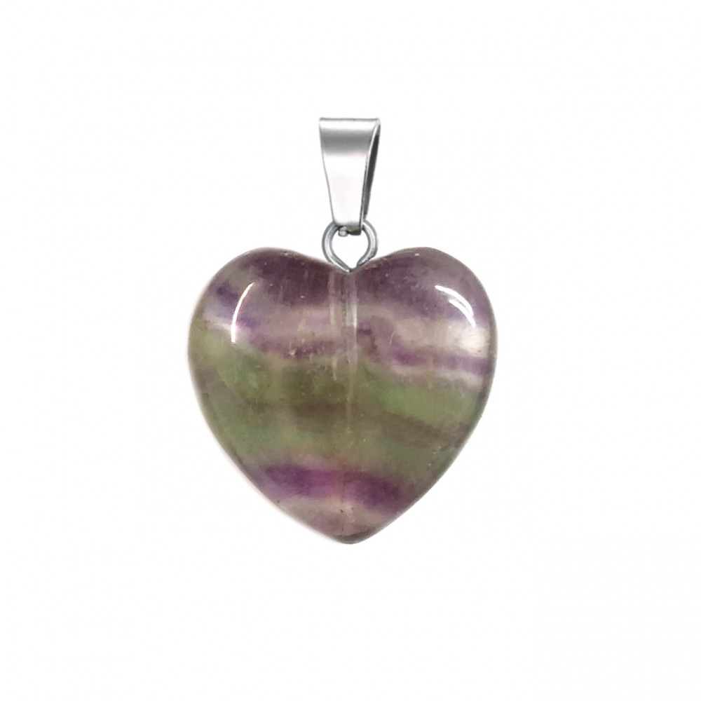 Φθορίτης (Fluorite Rainbow) φυσικός ημιπολύτιμος λίθος καρδιά κρεμαστή 15mm Καρδιά Κρεμαστοί Λίθοι