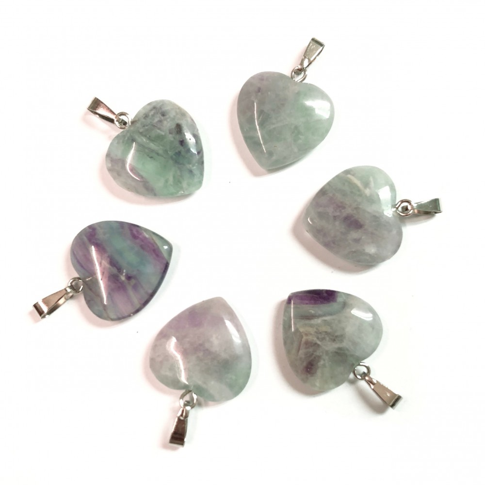 Φθορίτης (Fluorite Rainbow) φυσικός ημιπολύτιμος λίθος καρδιά κρεμαστή 20mm Καρδιά Κρεμαστοί Λίθοι