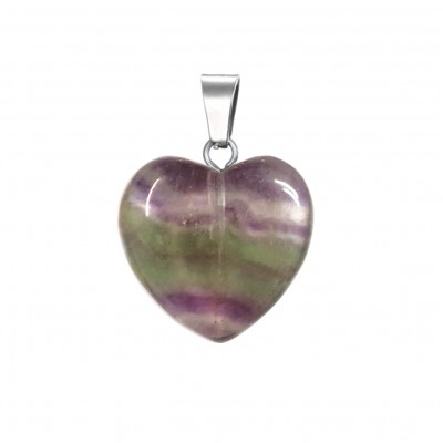 Φθορίτης (Fluorite Rainbow) φυσικός ημιπολύτιμος λίθος καρδιά κρεμαστή 15mm
