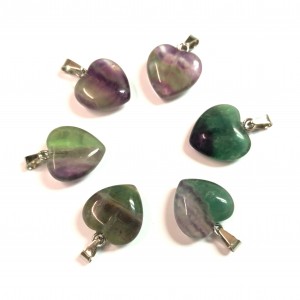 Φθορίτης (Fluorite Rainbow) φυσικός ημιπολύτιμος λίθος καρδιά κρεμαστή 15mm Καρδιά Κρεμαστοί Λίθοι