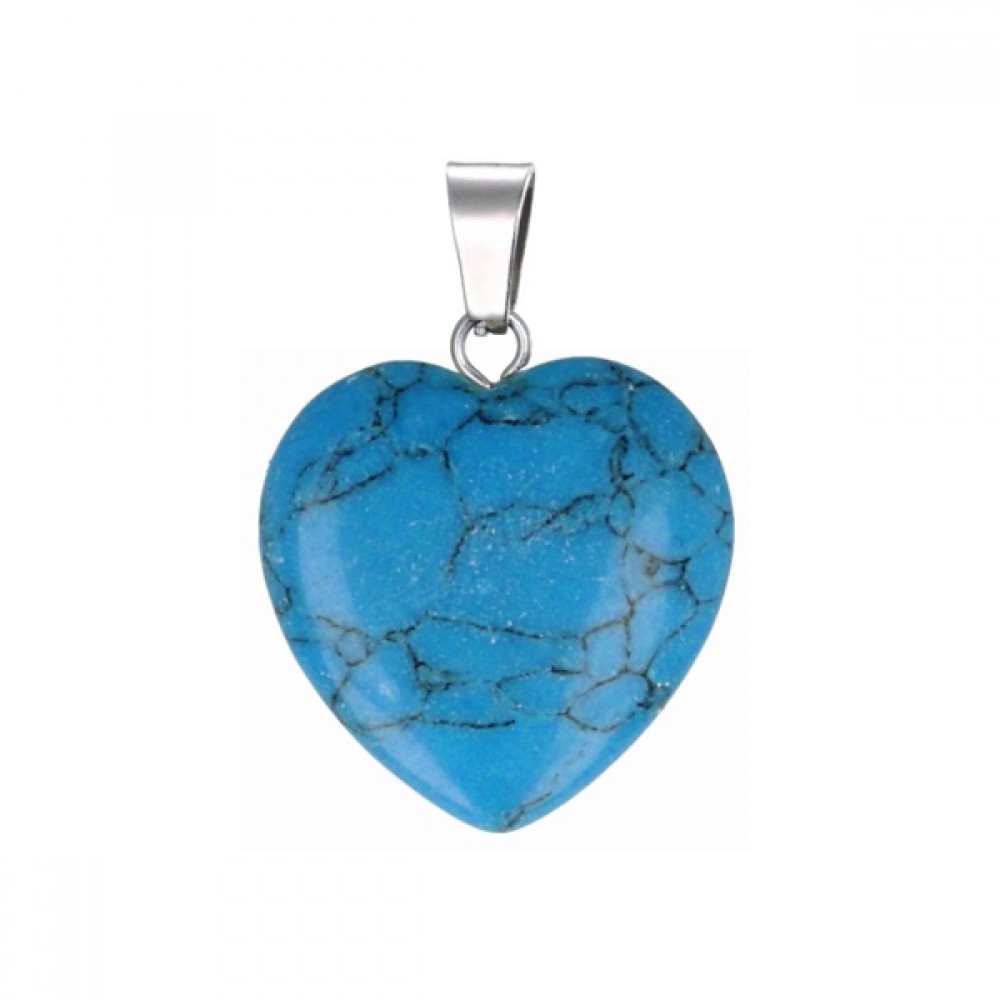 Χαολίτης μπλε (blue Howlite) φυσικός ημιπολύτιμος λίθος καρδιά κρεμαστή 15mm / 20mm Καρδιά Κρεμαστοί Λίθοι