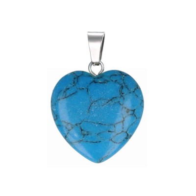 Χαολίτης μπλε (blue Howlite) φυσικός ημιπολύτιμος λίθος καρδιά κρεμαστή 15mm / 20mm