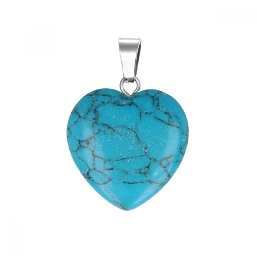Χαολίτης γαλάζιος (Howlite light blue) φυσικός ημιπολύτιμος λίθος καρδιά κρεμαστή 15mm / 20mm Καρδιά Κρεμαστοί Λίθοι