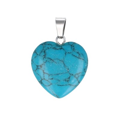 Χαολίτης γαλάζιος (Howlite light blue) φυσικός ημιπολύτιμος λίθος καρδιά κρεμαστή 15mm / 20mm