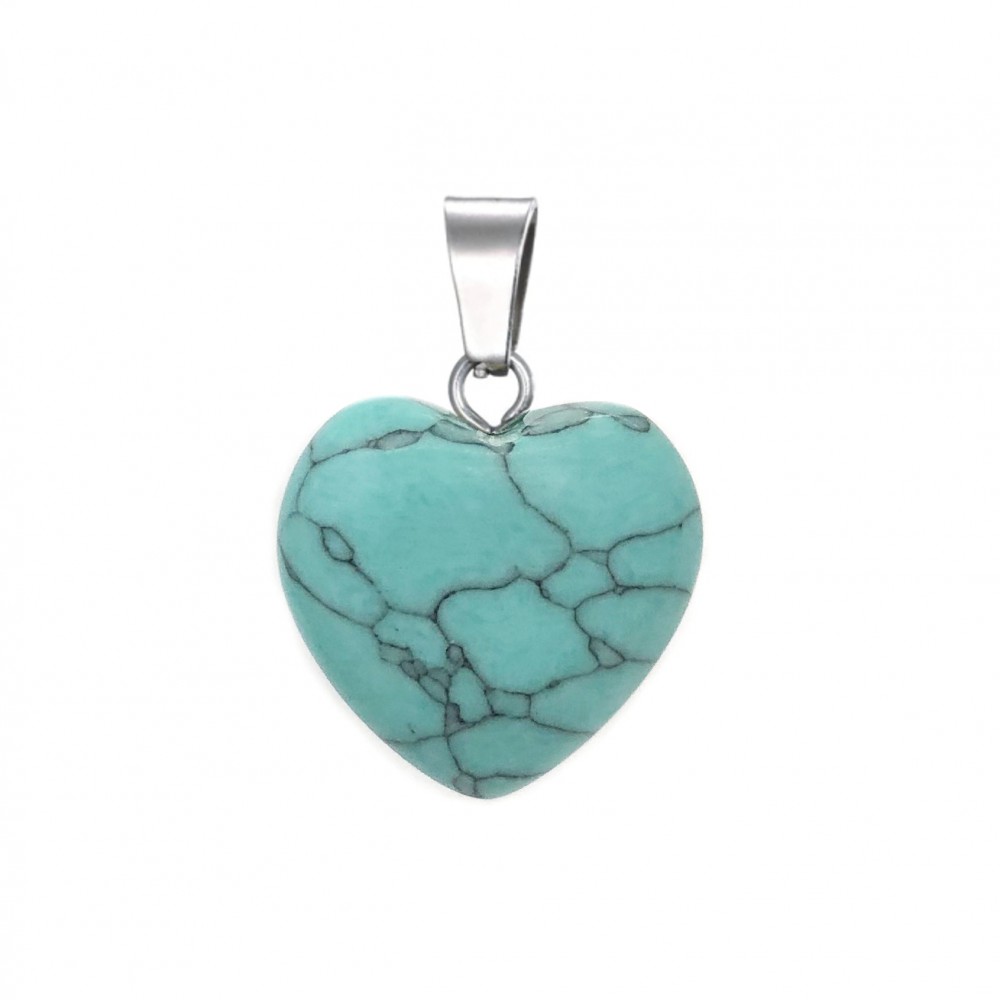 Τυρκουάζ Χαολίτης (Turqoise Howlite) φυσικός ημιπολύτιμος λίθος καρδιά κρεμαστή 15mm / 20mm Καρδιά Κρεμαστοί Λίθοι