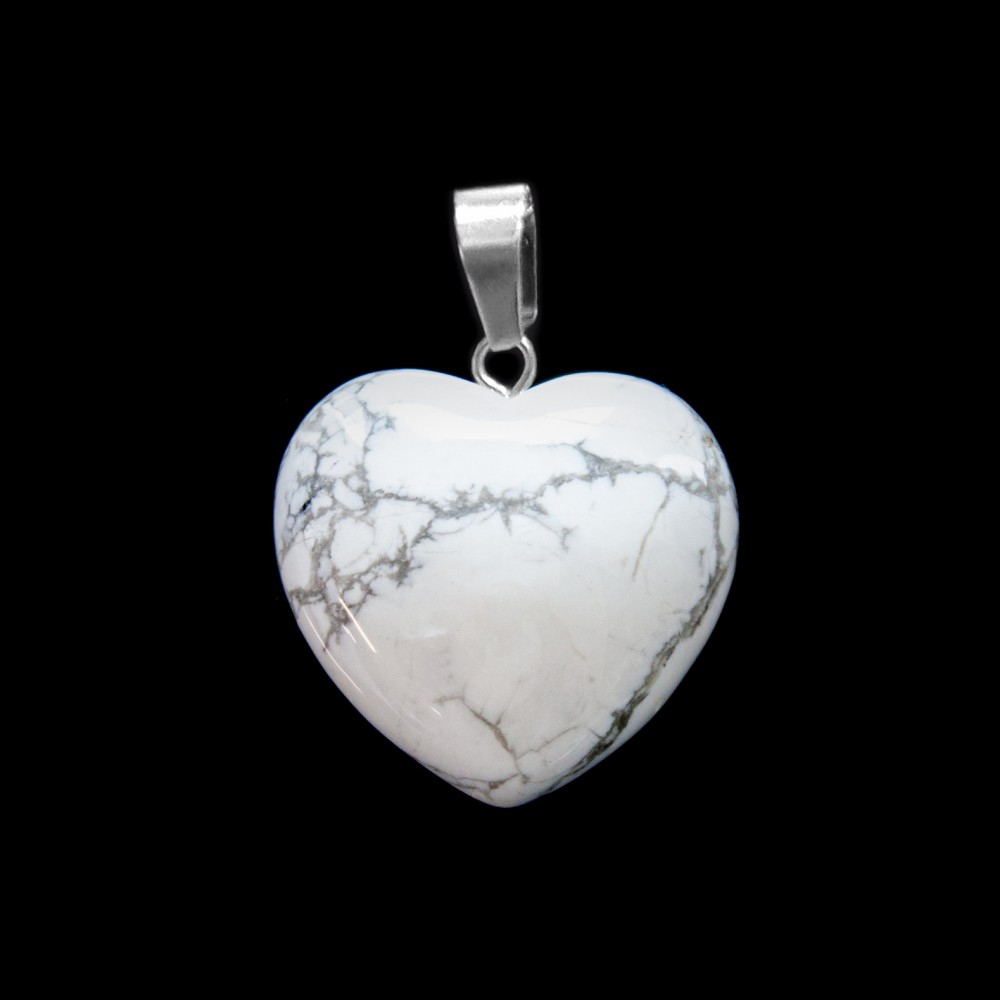Χαολίτης λευκός (white Howlite) φυσικός ημιπολύτιμος λίθος καρδιά κρεμαστή 15mm / 20mm Καρδιά Κρεμαστοί Λίθοι