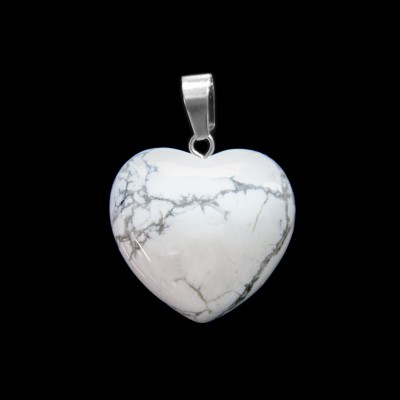 Χαολίτης λευκός (white Howlite) φυσικός ημιπολύτιμος λίθος καρδιά κρεμαστή 15mm / 20mm