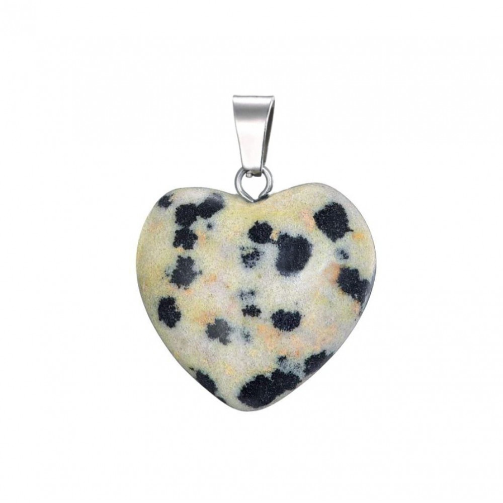 Ίασπις Δαλματίας (Dalmatian Jasper) φυσικός ημιπολύτιμος λίθος καρδιά κρεμαστή 15mm / 20mm Καρδιά Κρεμαστοί Λίθοι