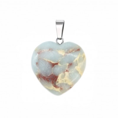 Ίασπις ωκεανού γαλάζιο sky blue (Imperial Jasper sea sediment) φυσικός ημιπολύτιμος λίθος καρδιά κρεμαστή 20mm