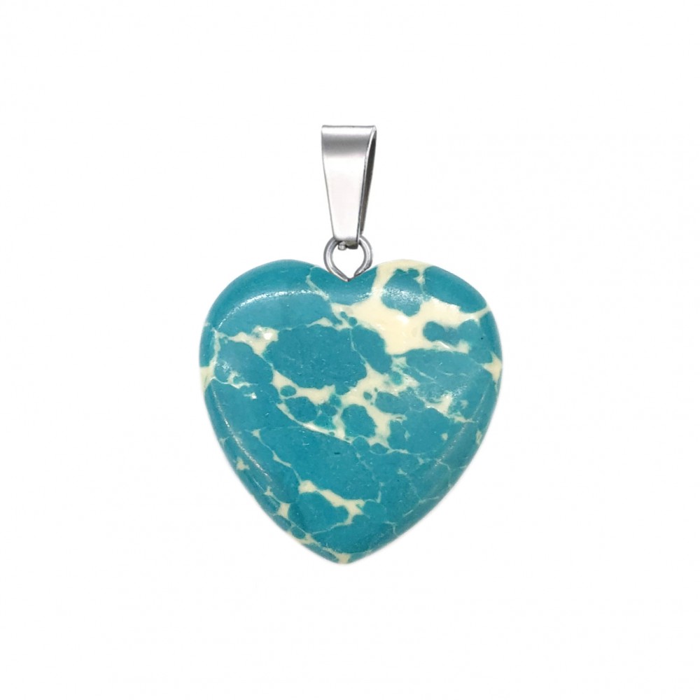 Imperial Jasper turqoise natural semi precious stone hanging heart 20mm Heart Shape Stones