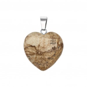 Jasper Picture natural semi precious stone hanging heart 20mm Heart Shape Stones