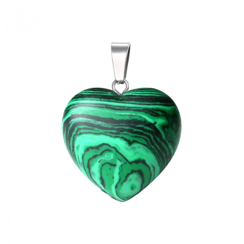 Μαλαχίτης πράσινος (Malachite) φυσικός ημιπολύτιμος λίθος καρδιά κρεμαστή 15mm / 20mm Καρδιά Κρεμαστοί Λίθοι