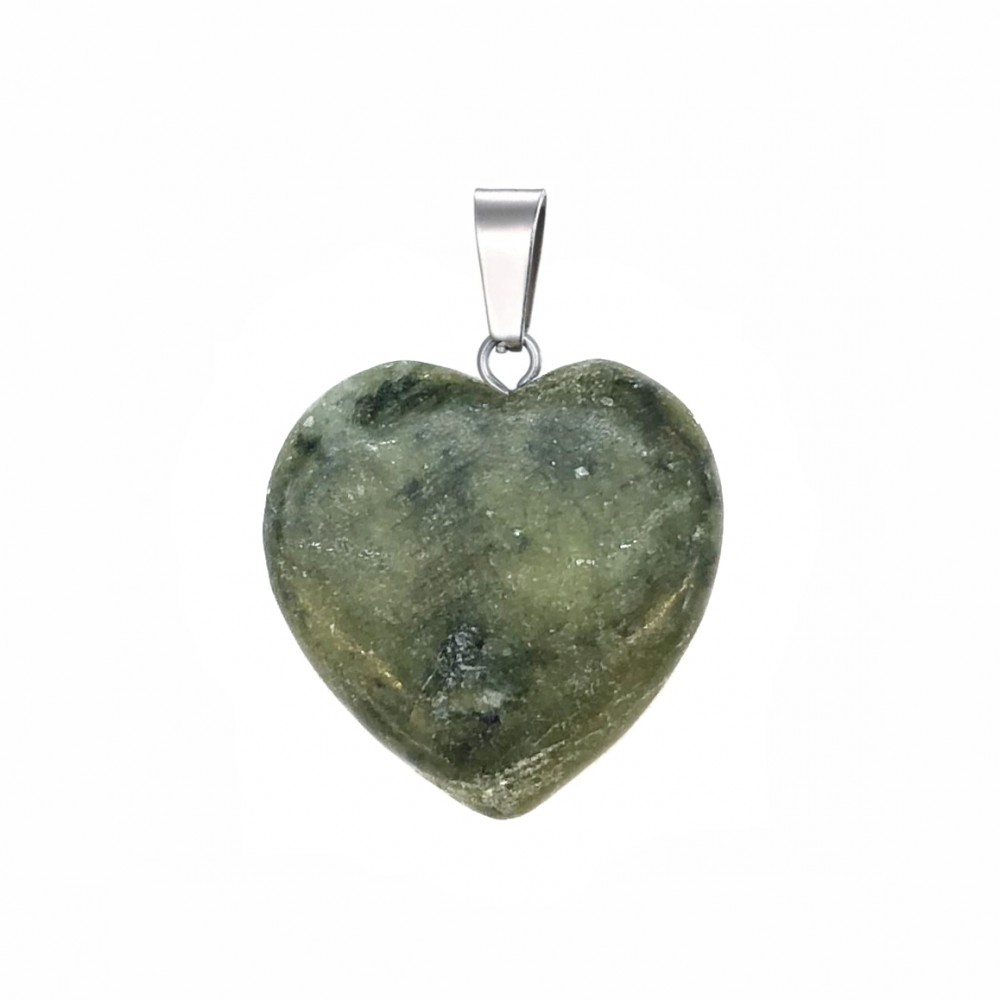 Νεφρίτης (Nephrite) φυσικός ημιπολύτιμος λίθος καρδιά κρεμαστή 15mm / 20mm Καρδιά Κρεμαστοί Λίθοι