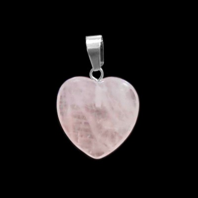 Χαλαζίας ροζ (Rose Quartz) φυσικός ημιπολύτιμος λίθος καρδιά κρεμαστή 15mm / 20mm