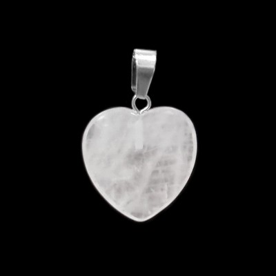 Χαλαζίας λευκός (White Quartz) φυσικός ημιπολύτιμος λίθος καρδιά κρεμαστή 15mm / 20mm