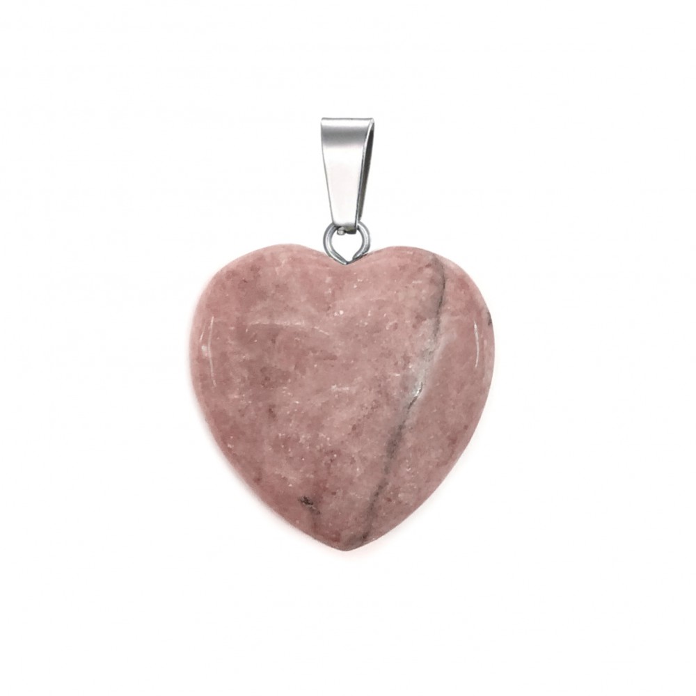 Ροδονίτης ροζ (Rhodonite) φυσικός ημιπολύτιμος λίθος καρδιά κρεμαστή 20mm Καρδιά Κρεμαστοί Λίθοι