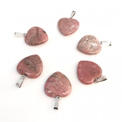 Ροδονίτης ροζ (Rhodonite) φυσικός ημιπολύτιμος λίθος καρδιά κρεμαστή 20mm