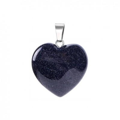 Χρυσόλιθος μπλε (blue Sandstone) φυσικός ημιπολύτιμος λίθος καρδιά κρεμαστή 15mm / 20mm