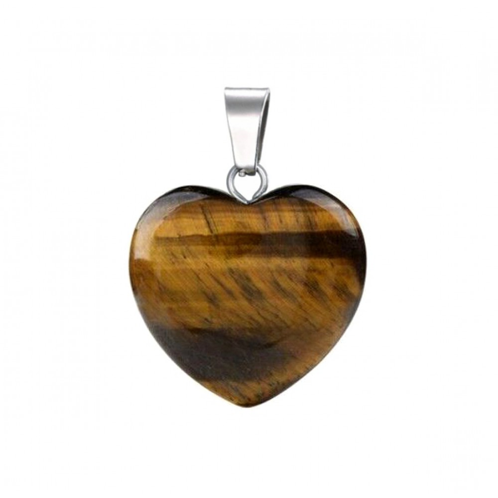 Tiger Eye natural semi precious stone hanging heart 15mm /20mm Heart Shape Stones